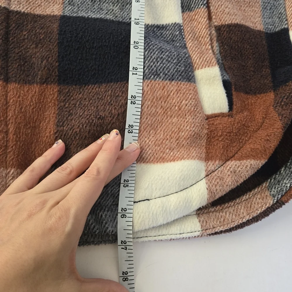 Plaid flannel shacket blue brown Members Mark womens size Large
